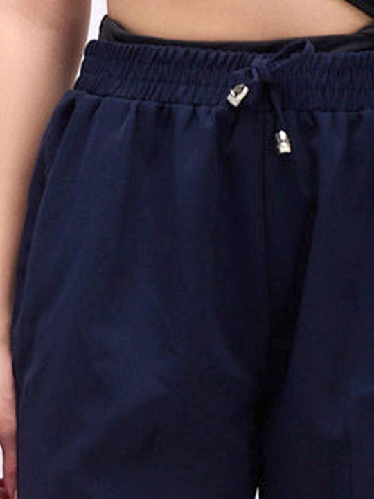 Damen Stoff Hose mit Gummizug Marineblau