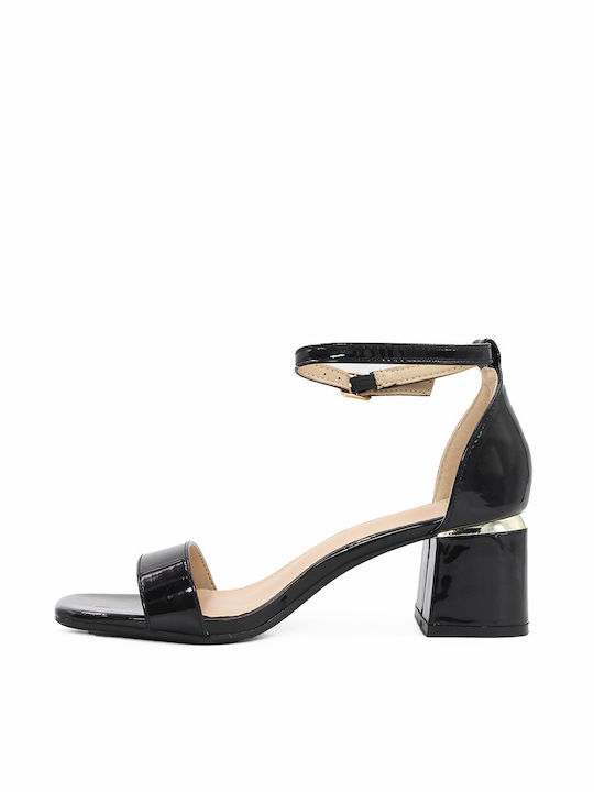 Alta Moda Patent Leather Women's Sandals Black