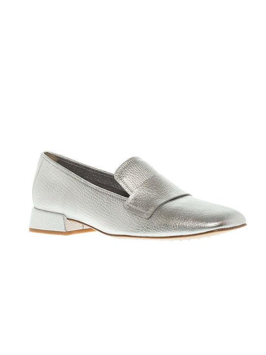 Pedro Garcia Leather Women's Loafers in Silver Color