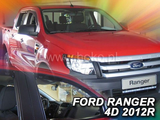 Set of Windbreakers Front Car Dark Fime for Ford Ranger 2012-2023 2pcs
