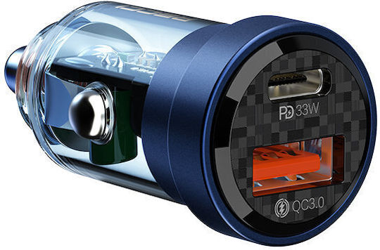 Recci Зарядно за кола 33W с един Порт: 1xUSB Син Цвят
