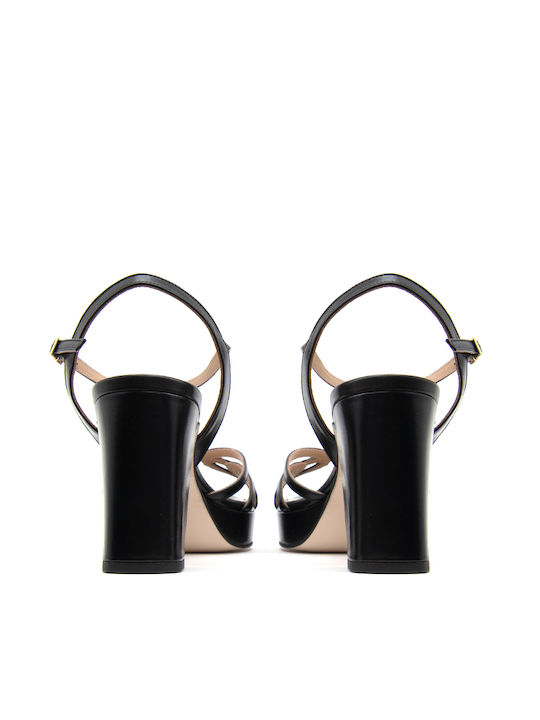Mourtzi Leather High Heel Sandals Women Mourtzi Black Mrtz-55/553g05-black-l