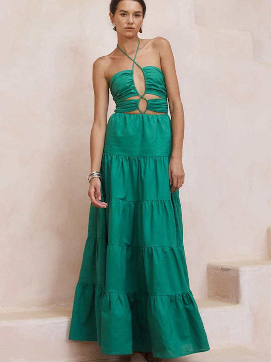 Καλοκαιρινό Maxi Βραδινό Φόρεμα Πράσινο