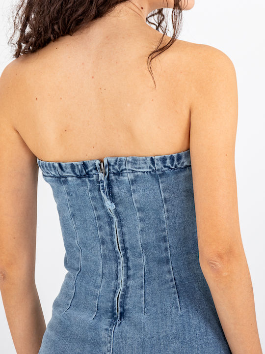 Rochii De Vară Pentru Femei Midi Rochie Denim Albastru Deschis 10704651-Albastru Deschis