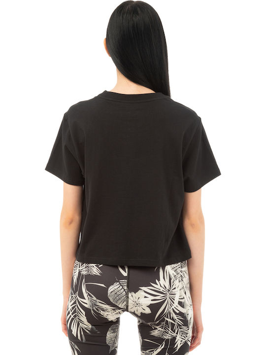 Women's Summer Crop Top Cotton Short Sleeve Black