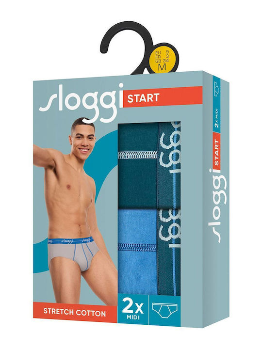 Start Midi Ανδρικά Σλιπ Πετρόλ-γαλάζιο με Σχέδια 2Pack