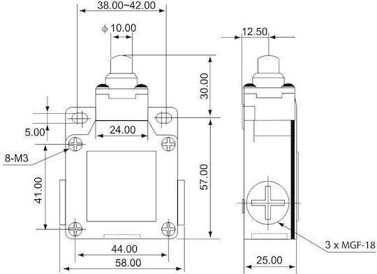 Tracon Electric Μεταγωγικός Διακόπτης Ράγας 250V 10A