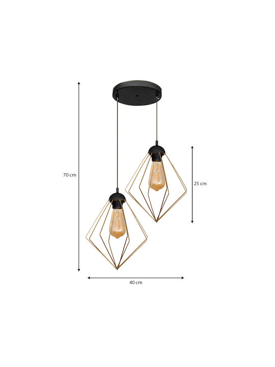 Megapap Nura Κρεμαστό Φωτιστικό Χρυσό με Ντουί E27 40x40x70εκ.