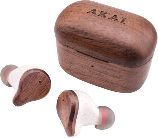 Akai Proffesional BTE-W300ENC In-ear Bluetooth Handsfree Earphones with Charging Case Bamboo
