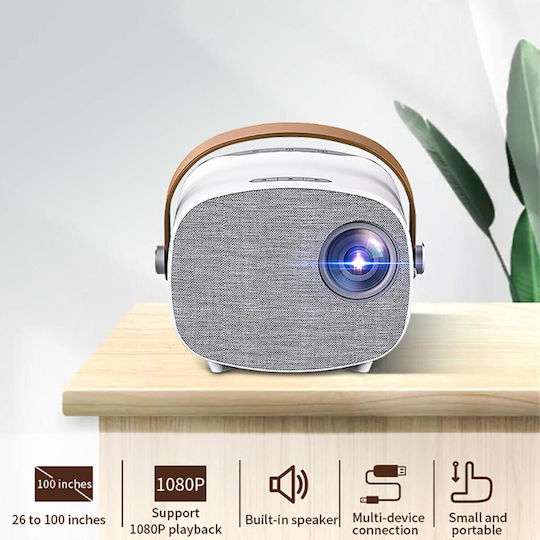 Factory YG230 Mini Projector LCD Standard Lamp with Built-in Speakers White