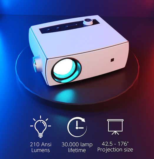 Powertech PT-1158 Projector LCD Full HD Λάμπας LED με Wi-Fi και Ενσωματωμένα Ηχεία