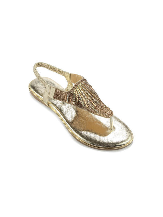 Fshoes Women's Flat Sandals in Gold Color