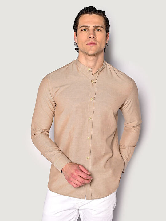 Sogo Men's Shirt Long Sleeve Beige