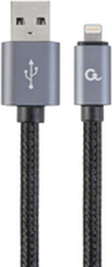 Gembird Braided USB-A to Lightning Cable Μαύρο 1.8m (CCB-MUSB2B-AMLM-6)