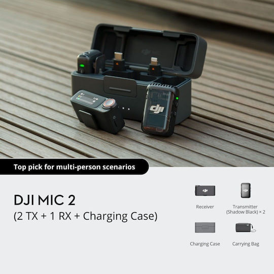 DJI Mic Wireless Microphone Wireless Microphone Πέτου, Clip On for Vocals in Gray Color