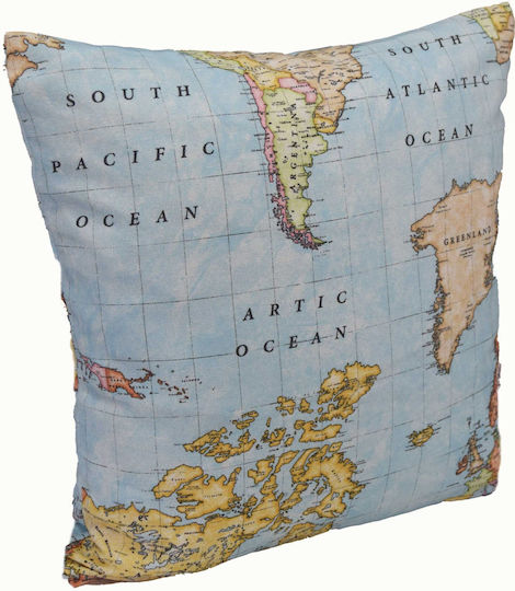 Decocraft Perna Worldmap Albastră 45x45 cm (Diverse Culori)
