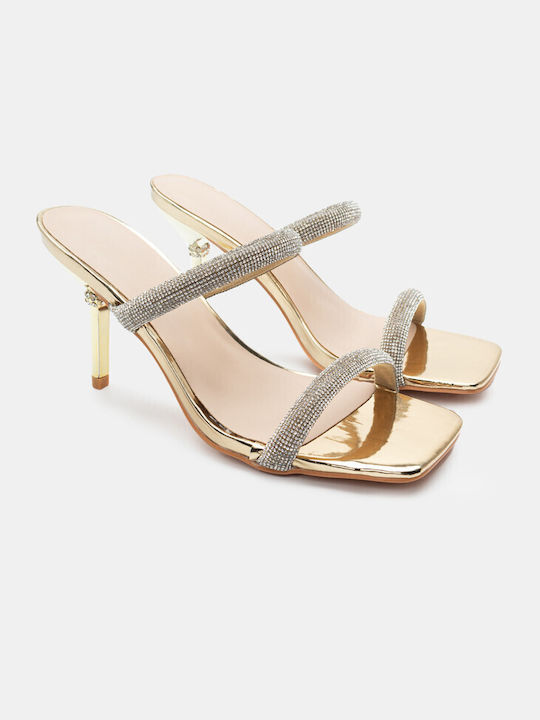 Luigi Damen Sandalen mit hohem Absatz in Gold Farbe