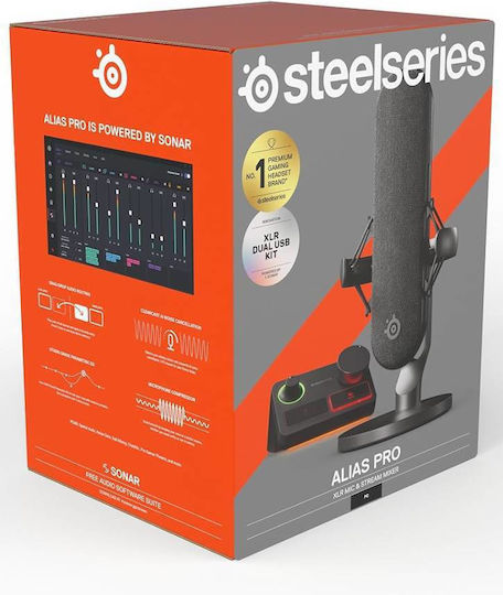 SteelSeries ALIAS Pro Кондензаторен Микрофон Настолен в Черен Цвят