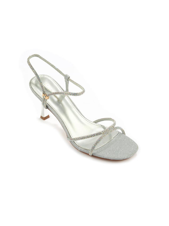 Fshoes Damen Sandalen in Silber Farbe