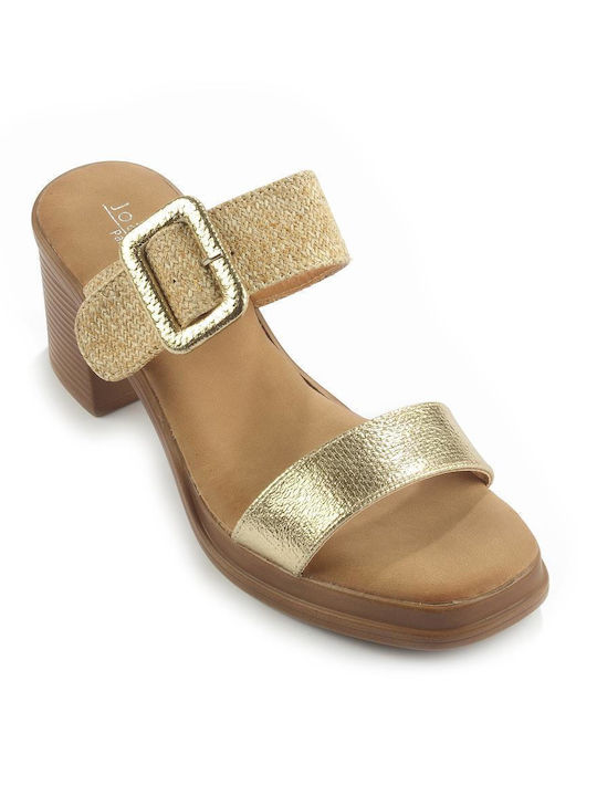 Fshoes Platform Women's Sandals Gold with High Heel