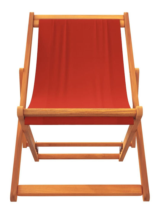 Σεζλόνγκ Ξύλινη με Κόκκινο Ύφασμα 2τμχ 60x112x81cm