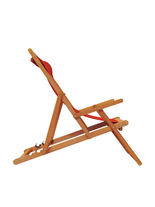 Σεζλόνγκ Ξύλινη με Κόκκινο Ύφασμα 2τμχ 60x112x81cm