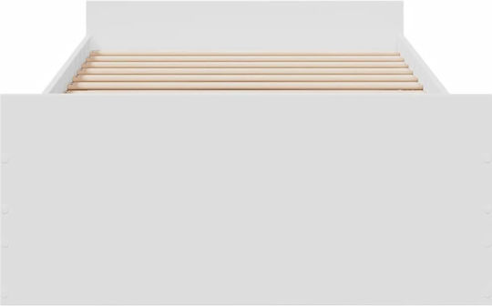 Einzelbett aus Holz mit Lattenrost Weiß mit Tablare für Matratze 75x190cm