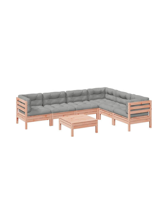 vidaXL Garden & Outdoor Furniture Sets Living Room Set 7 Pieces Grey with Pillows