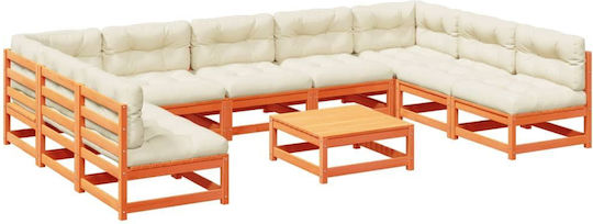 Garten- und Outdoor-Möbelsets 10 Stück Braune mit Kissen