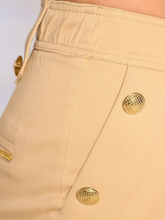 Femei Din material textil Pantaloni cu elastic Beige