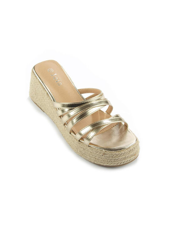 Fshoes Women's Synthetic Leather Platform Wedge Sandals Gold