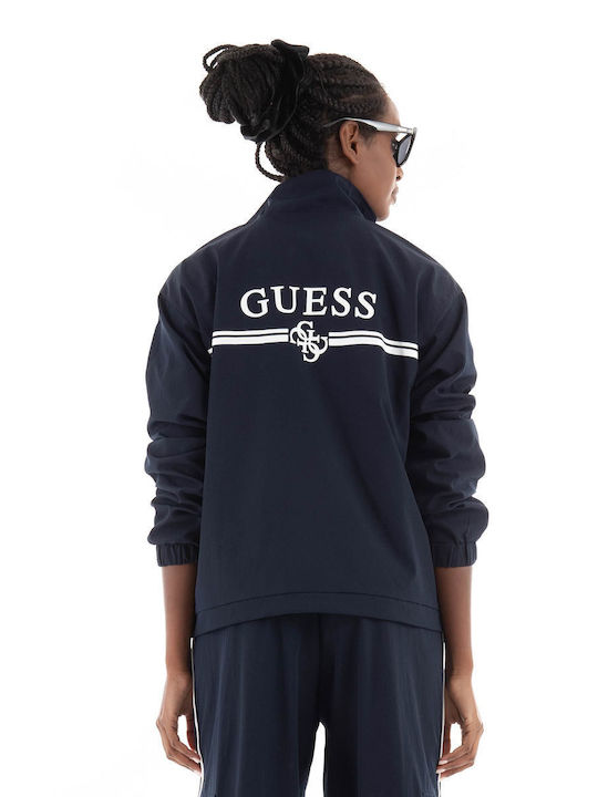 Guess Κοντό Γυναικείο Μπουφάν για Χειμώνα Dark Blue