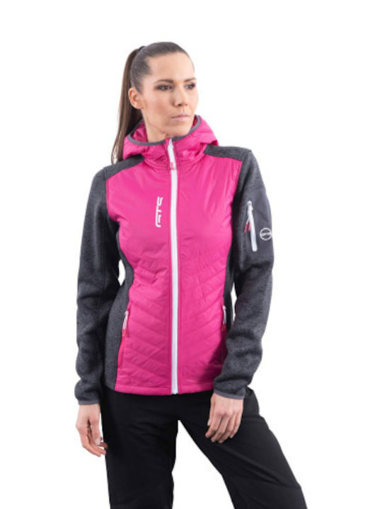 GTS Moda Italia Scurt Jachetă de femei Puffer pentru iarnă Fuchsia