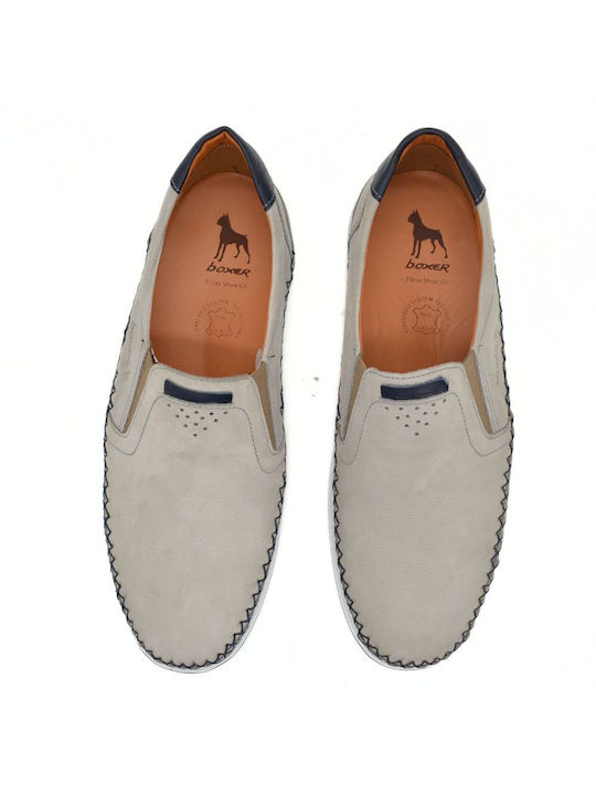 Boxer Men's Leather Moccasins Gray