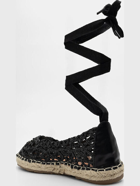 Împletite Espadrile dama în culoarea Negru