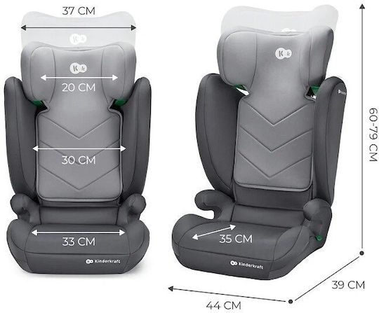 Kinderkraft I-Spark Scaun Auto pentru Copii High-back Booster i-Size Gri