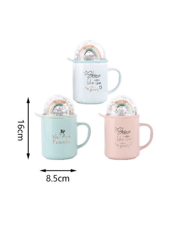 Shine Like The Stars Ceramic Cup with Lid Pink 400ml