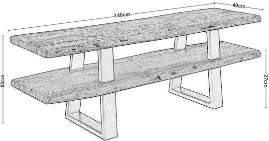 TV Stand Lizard Made of Metal & Solid Wood Black L140xD40xH50cm EA7091