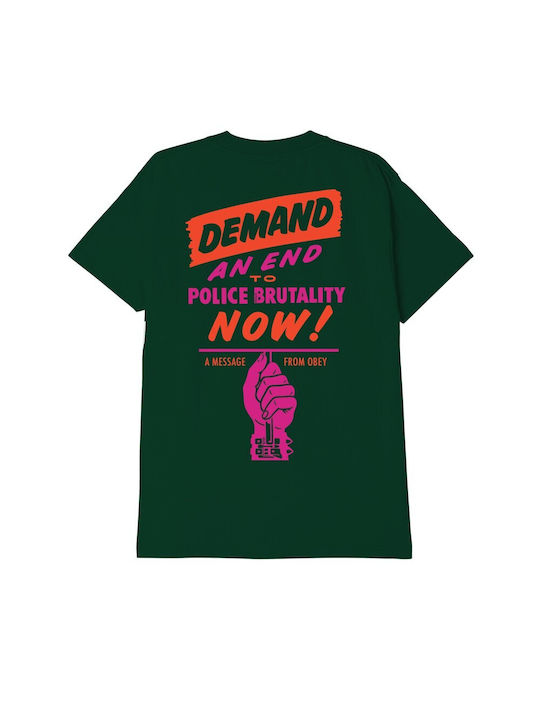 Obey End Police Brutality Men's Blouse Forest Green