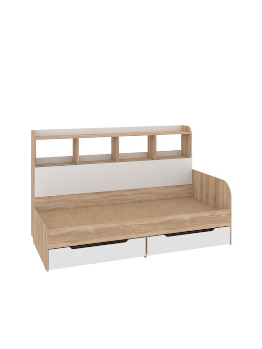 Pat pentru Copii Clasic Single cu Spațiu de Depozitare Alb pentru Saltea 80x190cm