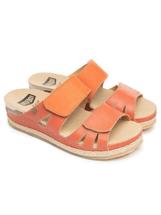 On Foot Damen Flache Sandalen in Orange Farbe