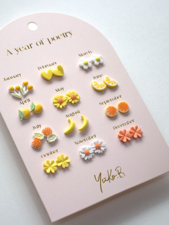 Yuko.b Card 12 Pairs of Earrings A Year Vivid Poetry