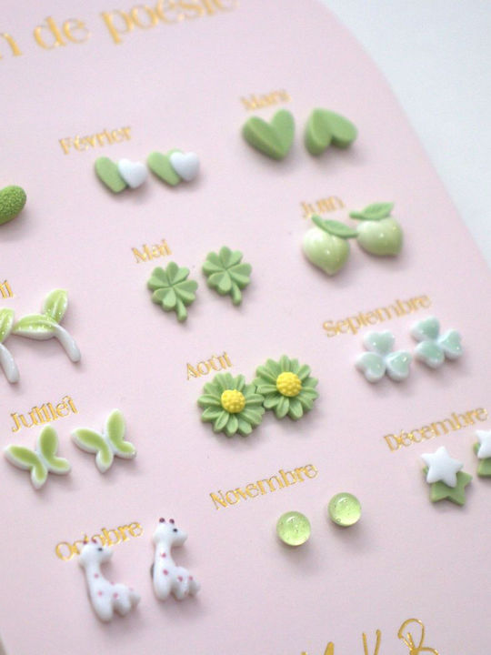 Yuko.b Καρτέλα 12 Ζευγάρια Σκουλαρίκια A Year Green Poetry