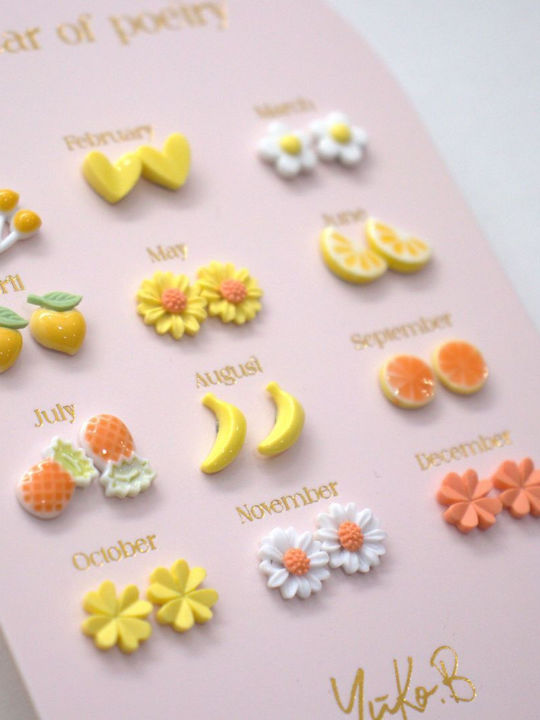 Yuko.b Card 12 Pairs of Earrings A Year Vivid Poetry