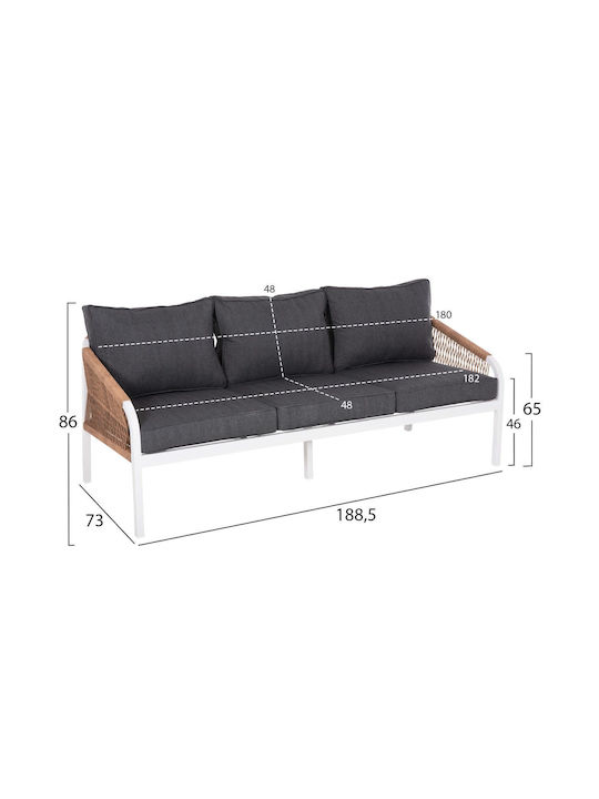 Set Cameră De Zi Pentru Exterior Drimm 4 Piese Albe Cu Perne