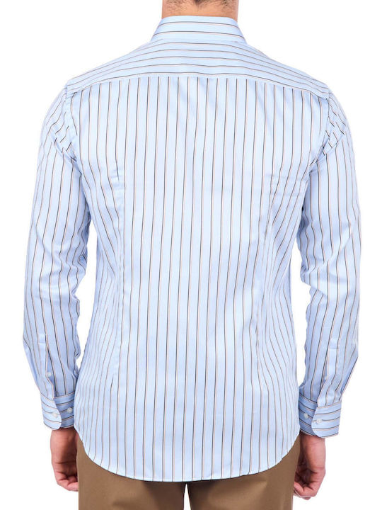 Hugo Boss Men's Shirt Long Sleeve Striped Light Blue