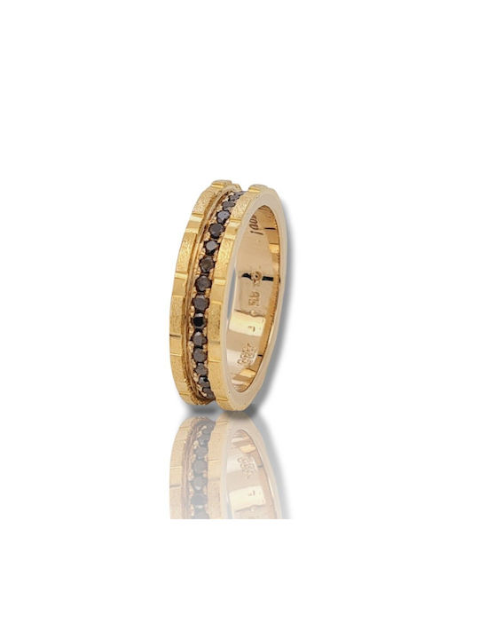 14K Yellow Gold Series Ring 14K Black Diamonds Code M2709