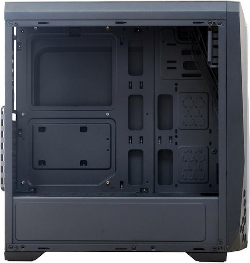 Spacer Flash Gaming Midi Tower Κουτί Υπολογιστή με Πλαϊνό Παράθυρο και RGB Φωτισμό Μαύρο