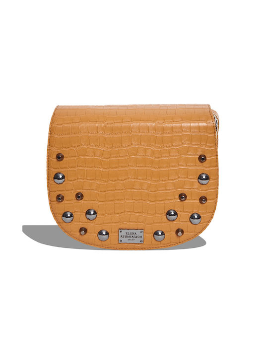 Elena Athanasiou Croco Crossbody Xl Din piele Geantă de damă Crossbody Tabac maro