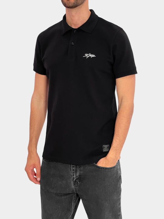 3Guys Men's Short Sleeve Blouse Polo BLACK